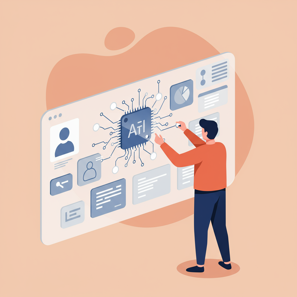 A person working collaboratively with an AI interface, highlighting human oversight in AI processes.