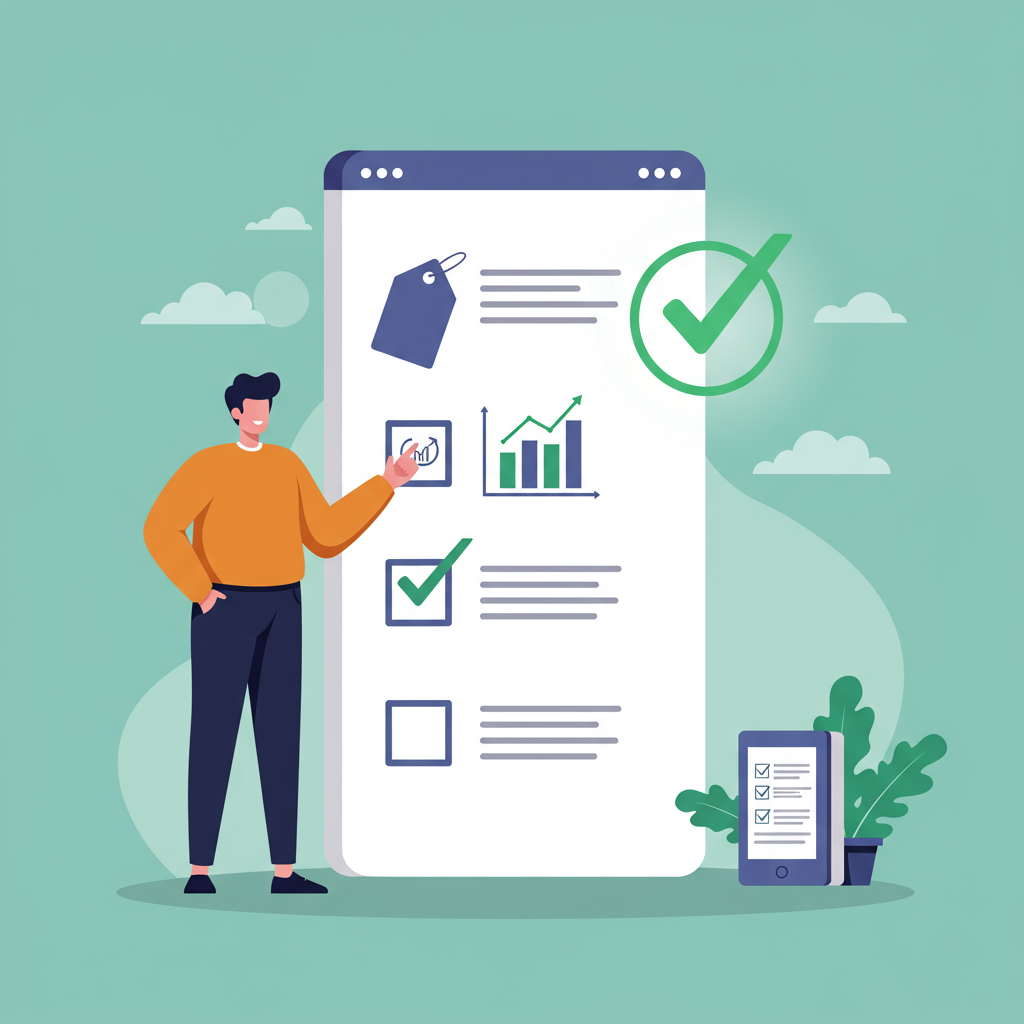 Person checking off a checklist with a modern design