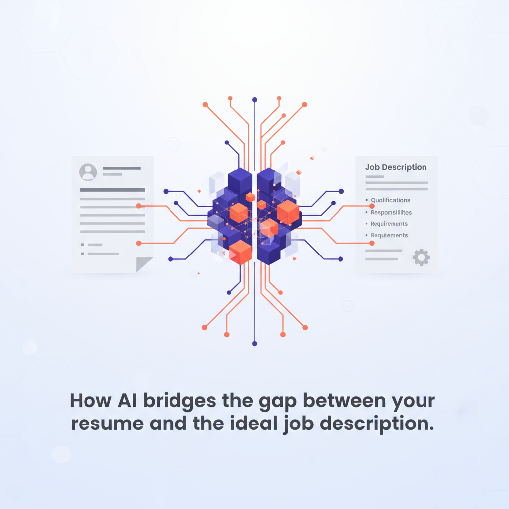 An illustration of an AI analyzing a resume and matching it with job descriptions.