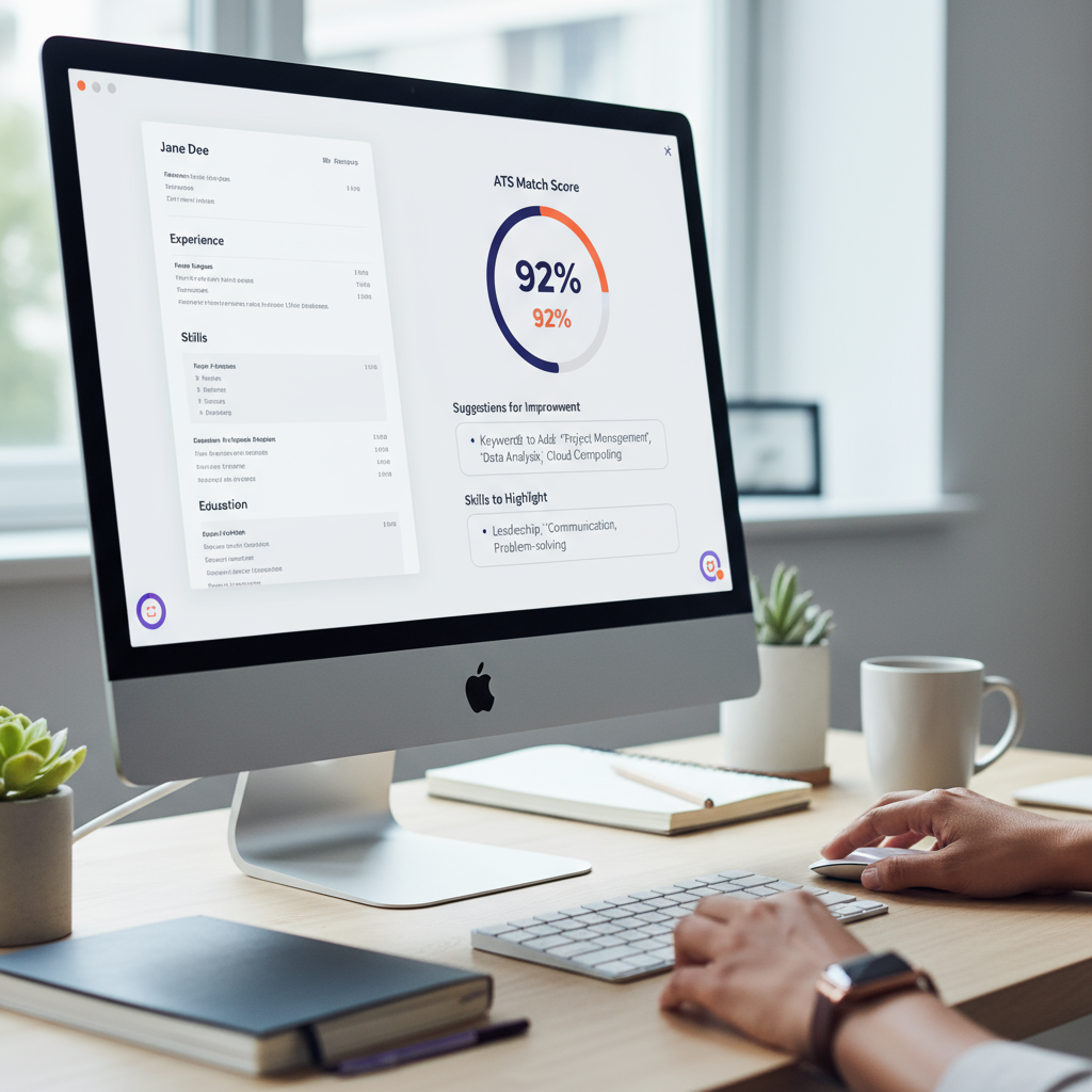A dashboard of an AI resume builder showing a resume score.