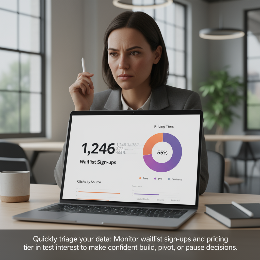 A dashboard showing simple analytics like sign-ups and clicks on different pricing tiers.