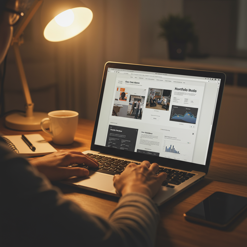 A laptop screen showing a clean and professional portfolio created on Livesume.
