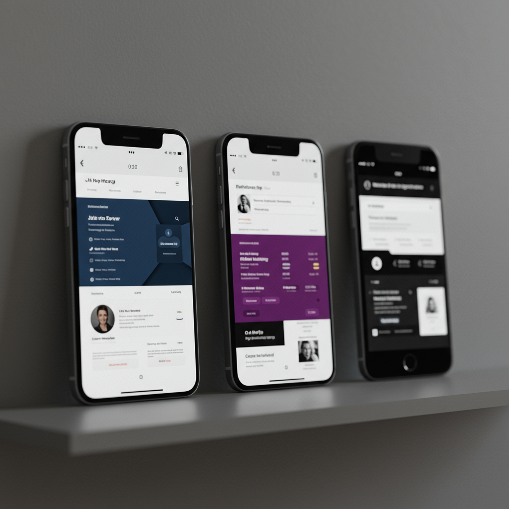 Three versions of a homepage for job seekers, freelancers, and founders