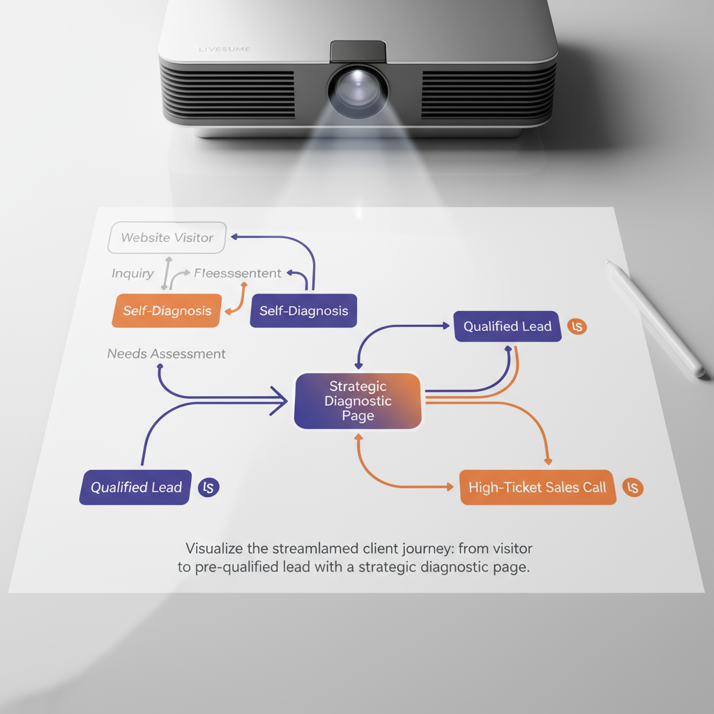A strategic blueprint showing the flow of a client diagnostic page.