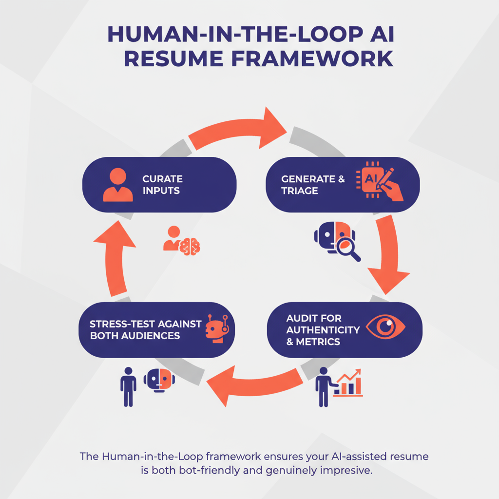 A diagram showing the human-in-the-loop framework for AI resume building.