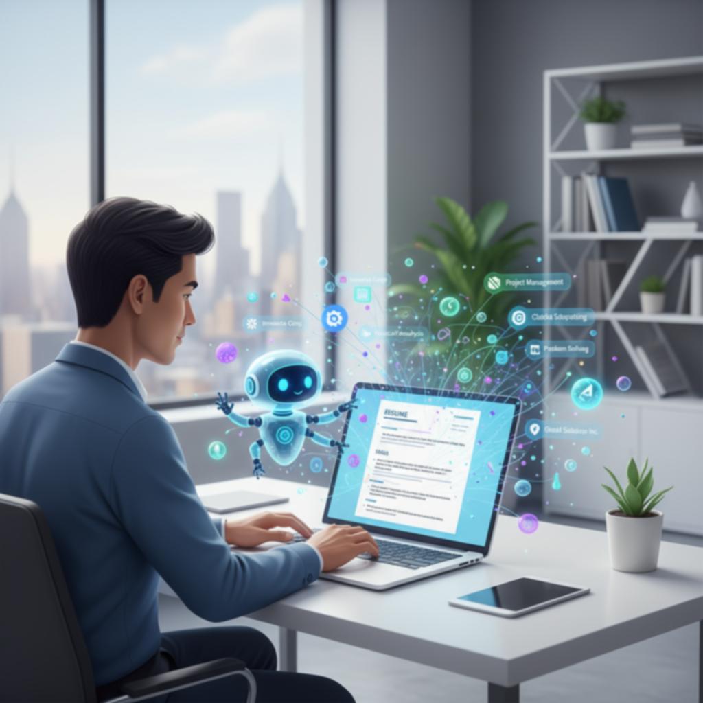 An abstract image representing AI assisting with document creation.