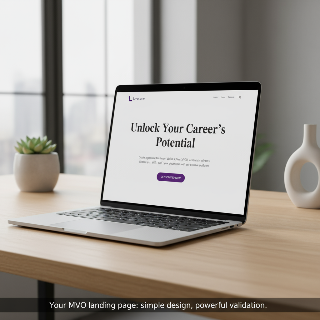 A simple landing page on a laptop screen showing a product offer.