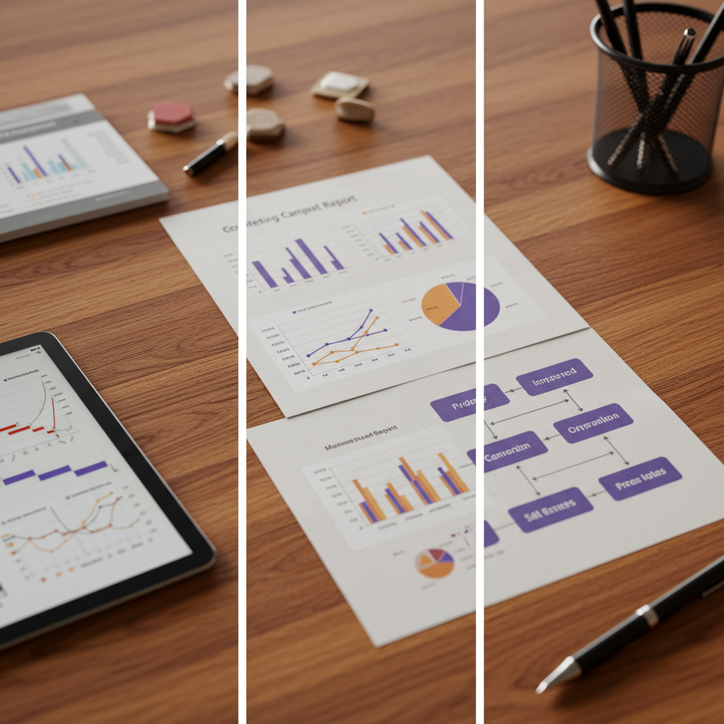 A collage of portfolio examples from a project manager, a marketer, and an operations specialist.