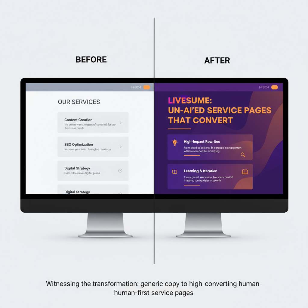 service page before and after